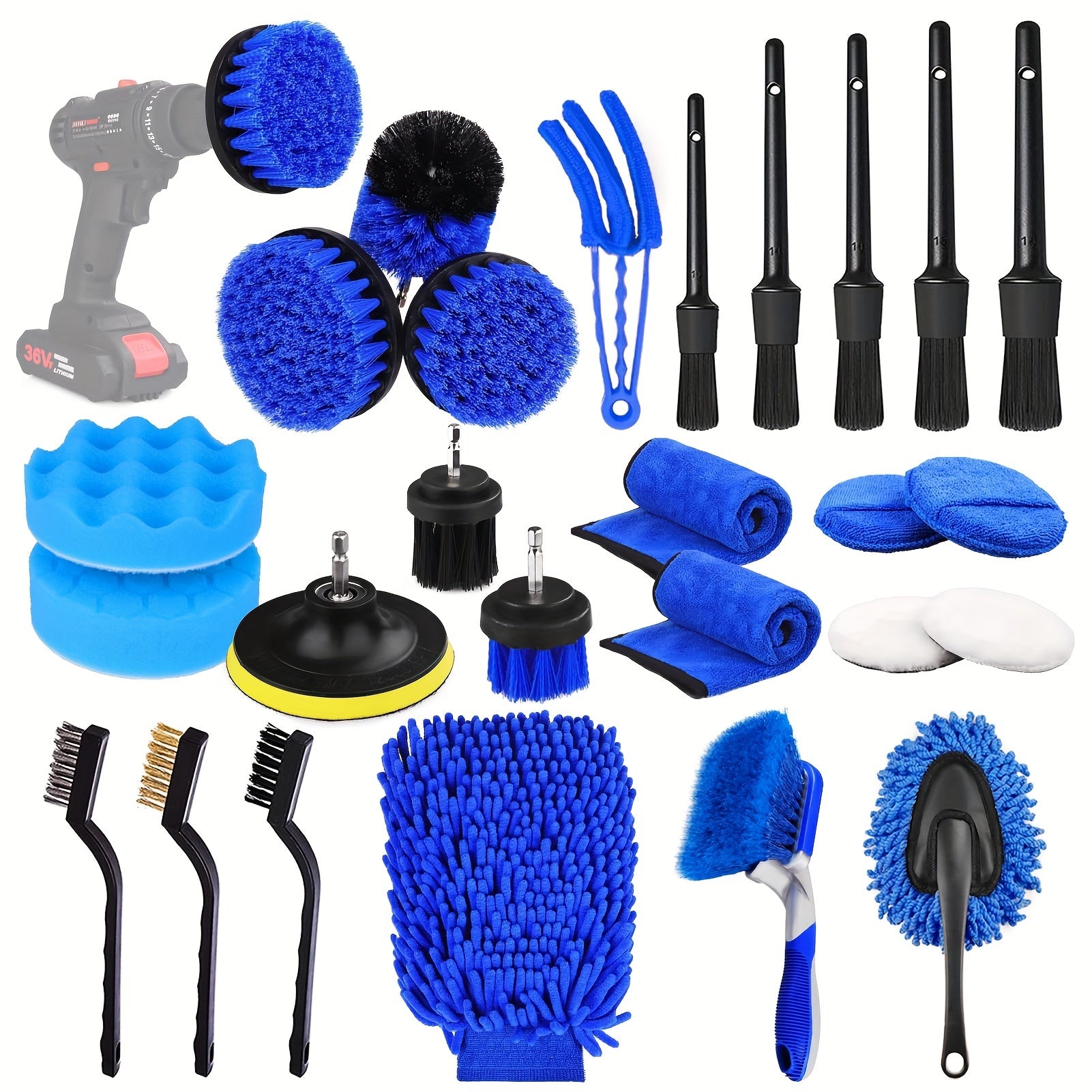 26pcs Car Detailing Brush Set Auto Detailing Drill Brush Set Car Detailing Brush