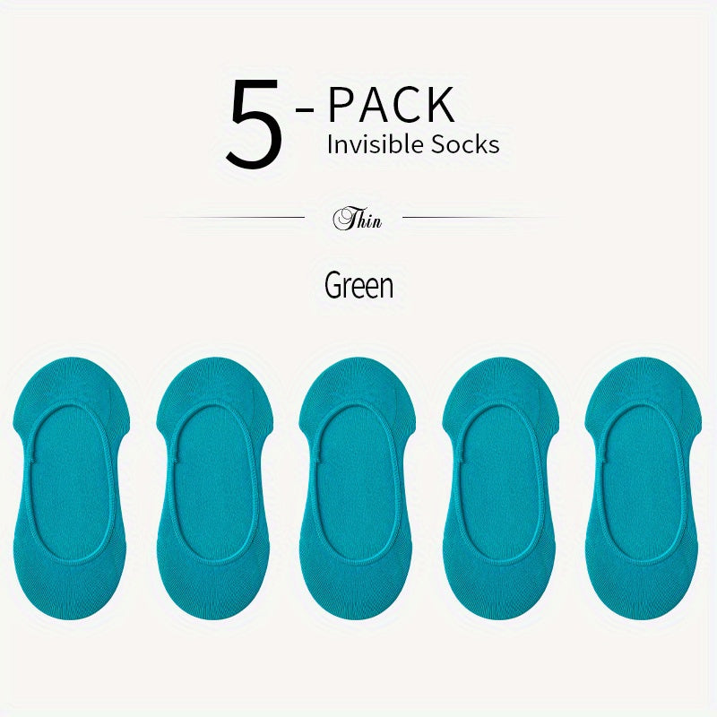 5 Pairs Thin Short Socks Non-slip Invisible Ankle Women's Stockings