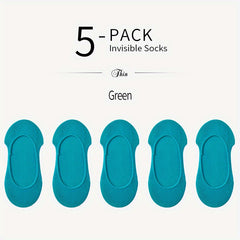 5 Pairs Thin Short Socks Non-slip Invisible Ankle Women's Stockings