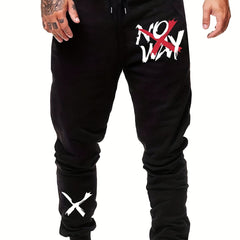 No Way & Cross Print Men's Drawstring Sweatpants