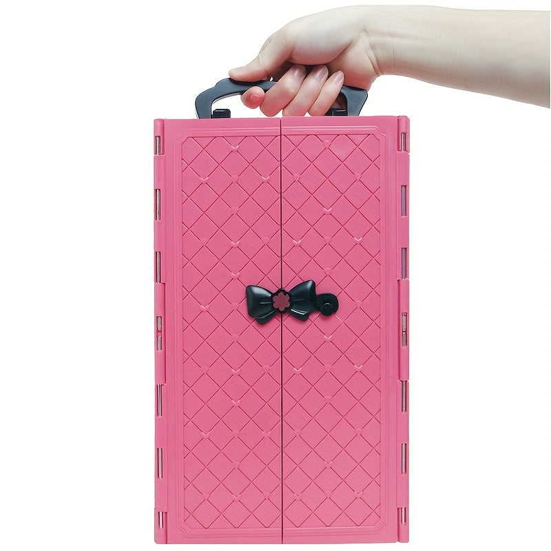 Dollhouse Furniture Doll Wardrobe Portable Closet DIY Gift Children Game