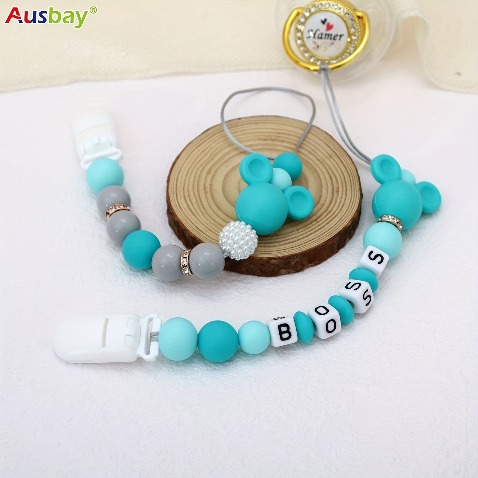 2pcs Personalized Pacifier Clips Custom Dummy Chain Gift