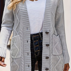 Casual Cardigan Solid Long Sleeve Button Up