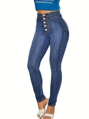 High Rise Skinny Jeans with Button Fly