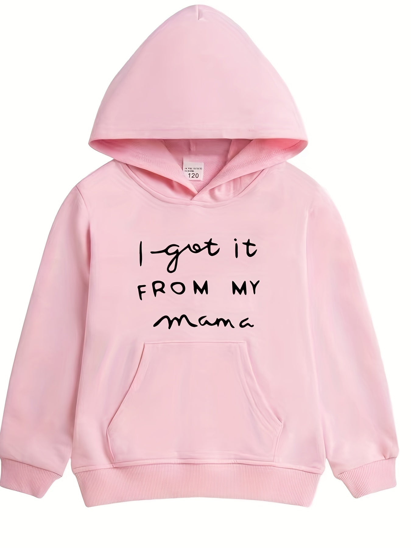 Girls' Mama Print Hooded Sweatshirt Top Youth Long Sleeve Hoodie