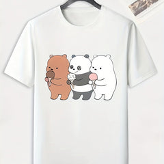 Men's Bear Pattern T shirt Active Slightly Stretch Breathable Tee For Outdoor