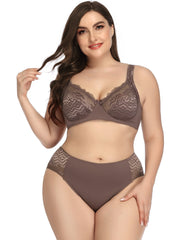 Contrast Lace Push Up High Waist Lingerie Set