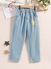 Girls' Butterfly Graphic Elastic Waist Jeans