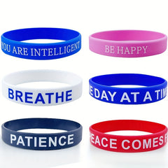 4PCS Inspirational Quotes Bracelet Elastic Wrist Strap