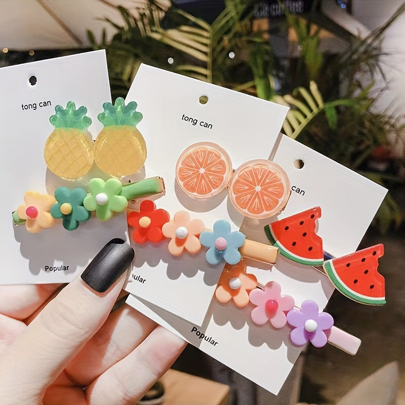 2pcs Fruit Flower Hair Clips Set for Girls
