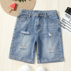 Boys Ripped Denim Shorts for Summer Kids