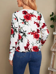 Floral Print Open Front Jacket Women's Clothing
