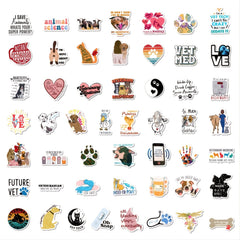 50 Sheets Veterinary Graffiti Stickers Waterproof DIY Creative Toys