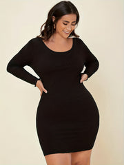 Sexy Loungewear Dress Long Sleeve Round Neck Slim Fit Nightdress