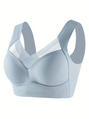 High Elasticity Women's Sports Bra Wire-Free Padded Mesh Insert