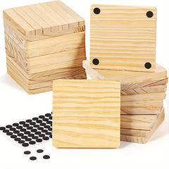 Square Beech Wood Blocks DIY Ornament Accessories Coaster Material