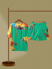 Casual Outfits 2 Piece Set Women's Plus Splash Print Top & Shorts