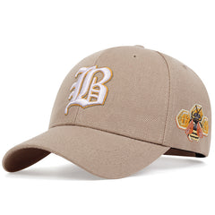 Bee Embroidery Khaki Baseball Cap - Unisex