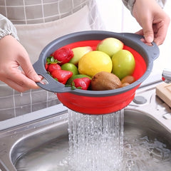 Silicone Collapsible Colander with Handle for Washing and Draining