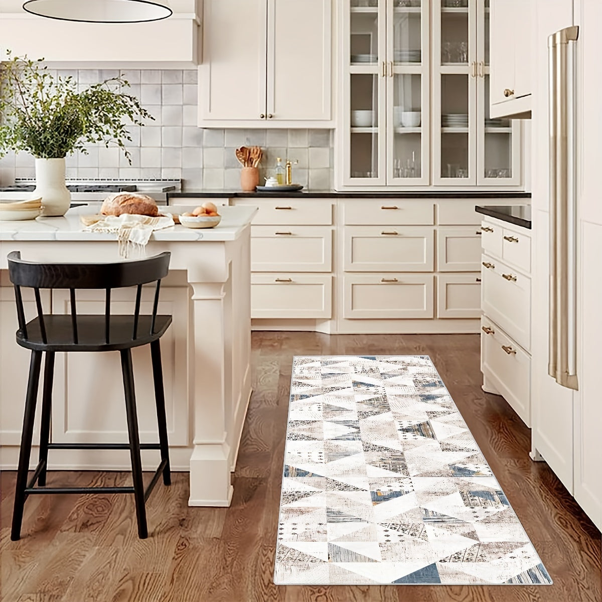 Geometric 2'X10' Runner Rug Abstract Laundry Room Stain Resistant Kitchen Mat