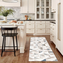 Geometric 2'X10' Runner Rug Abstract Laundry Room Stain Resistant Kitchen Mat