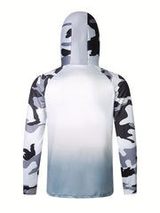 Men's UPF 50 Sun Protection Hoodie with Mask Plant Pattern