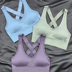 3 Pcs Women's Criss Cross Outerwear Sports Bra Yoga Tank Bra