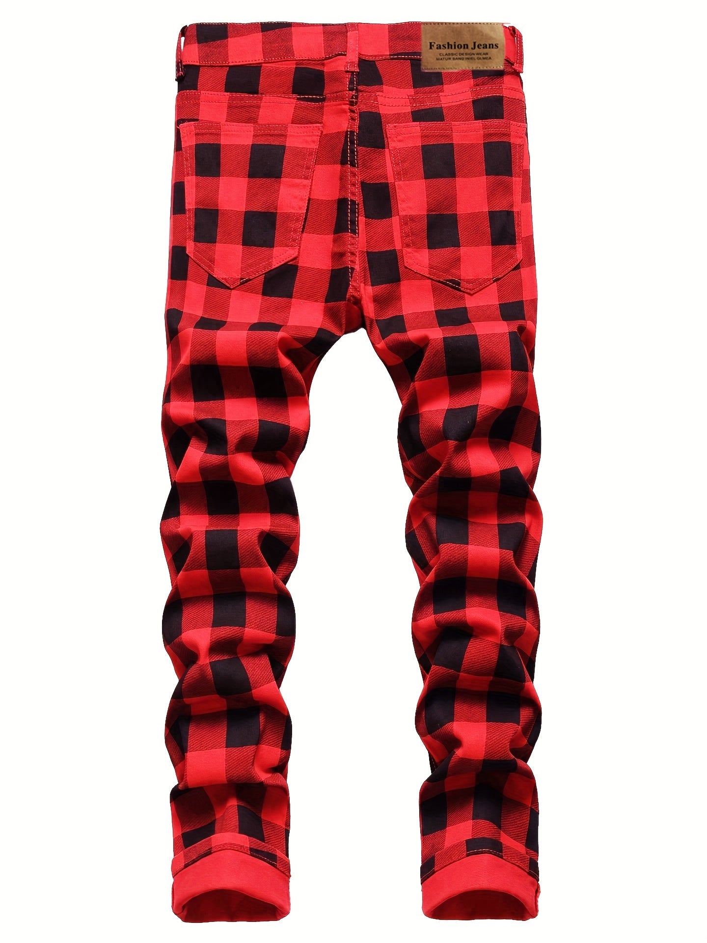 Newspaper Pattern Slim Fit Cotton Jeans Men's Casual Denim Pants