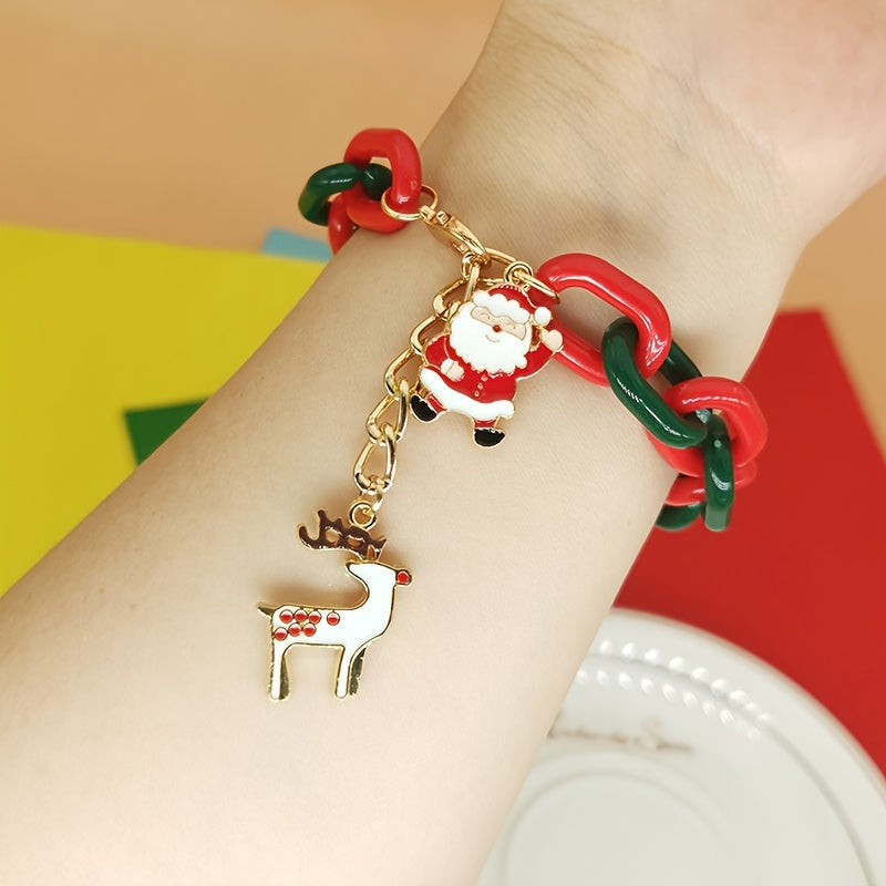 Christmas Bracelet Snowflake Elk Pendant Adjustable Chain Bracelet