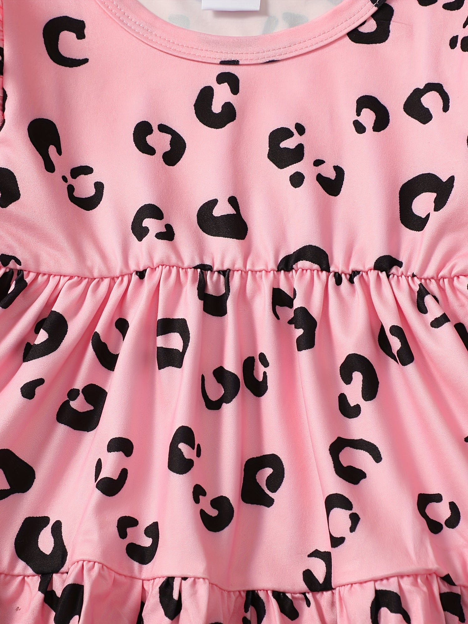 Girls Ruffle Top & Waist Pants 2pcs Leopard Print Bow Kids Clothes