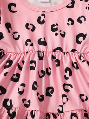Girls Ruffle Top & Waist Pants 2pcs Leopard Print Bow Kids Clothes
