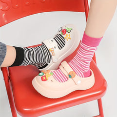 Colorblock Striped Socks Breathable Women's Stockings
