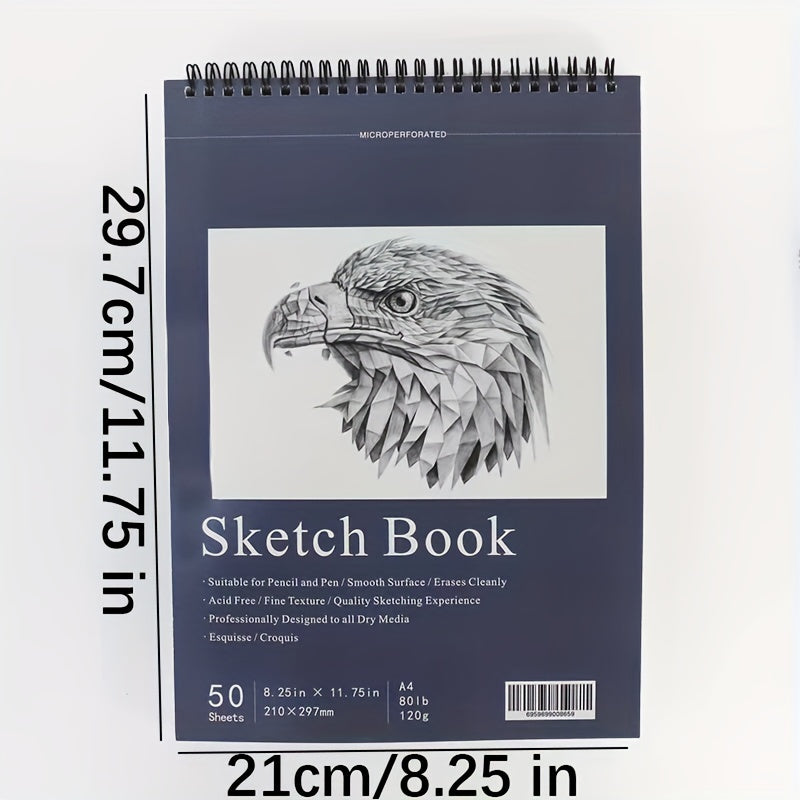 1pc Top Spiral Bound Sketch Pad 50 Sheets 120gsm Acid-Free Art Sketchbook