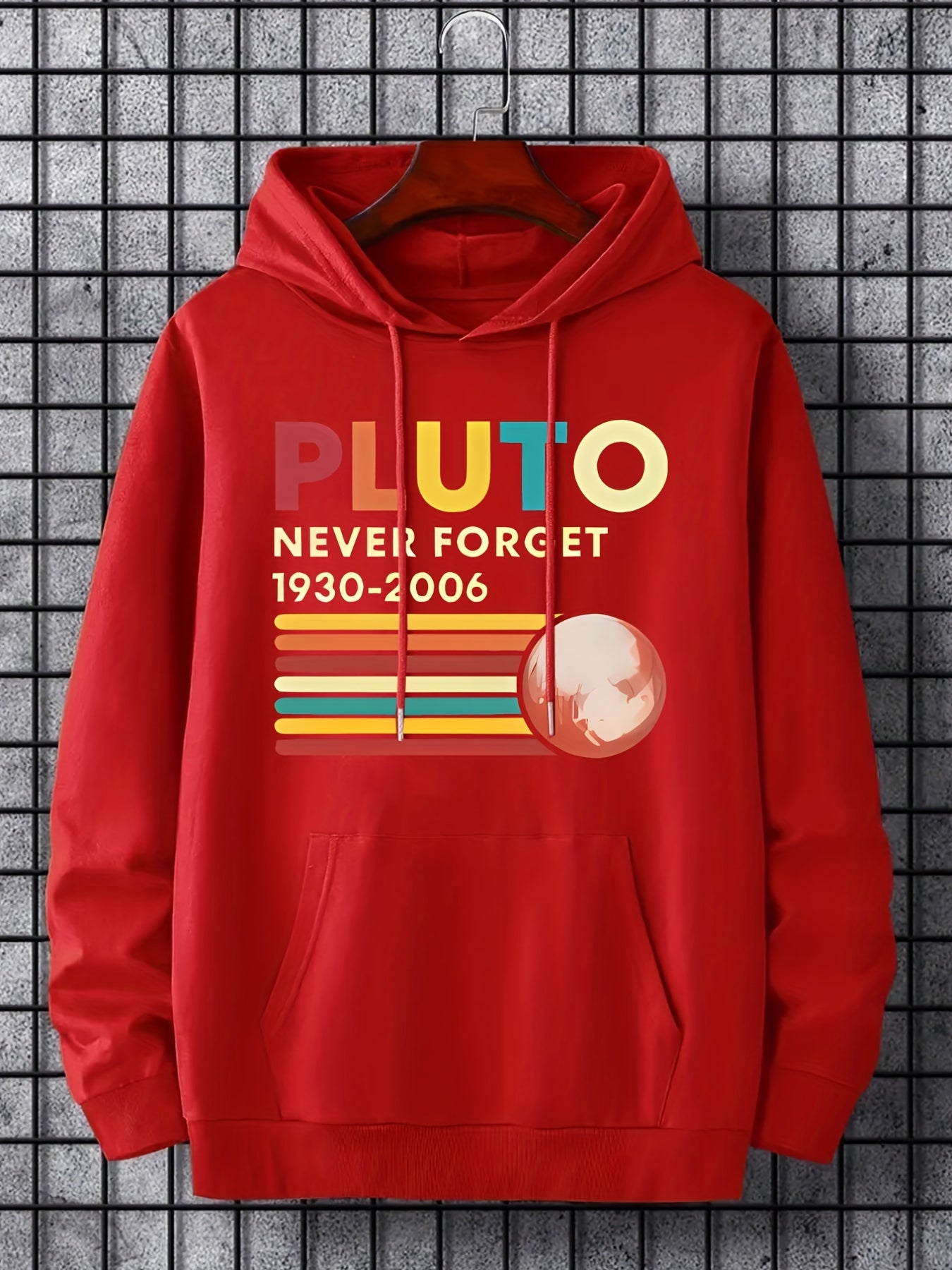 Men's Casual Letter Print Hooded Sweatshirt Long Sleeve Drawstrings