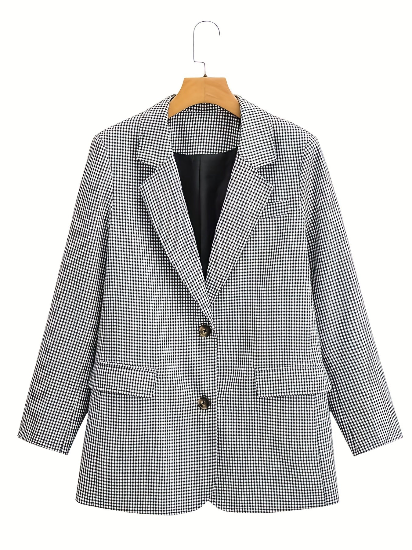 Plaid Print Blazer Single Breasted Long Sleeve Office Outerwear Women