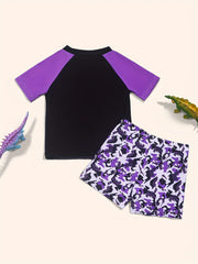 Toddler Boys Dinosaur Print Swimsuit Set Summer Clothes