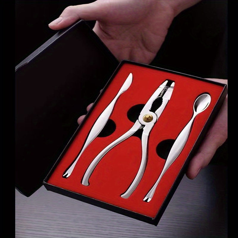 Stainless Steel Crab & Lobster Sheller Double Spoon Fork Seafood Cracking Tool