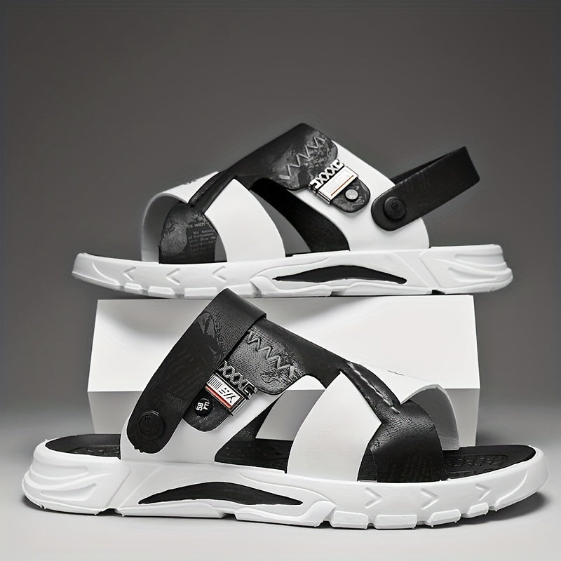 Men's Letters And Numbers Print Sandals Durable Non Slip Outdoor Sandals