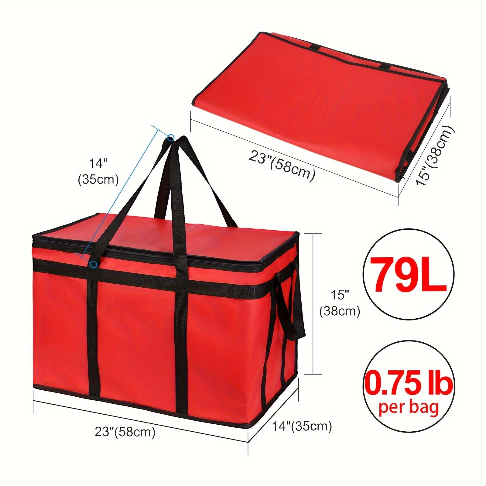 Red XXXL Insulated Reusable Tote Bag for Shopping Camping
