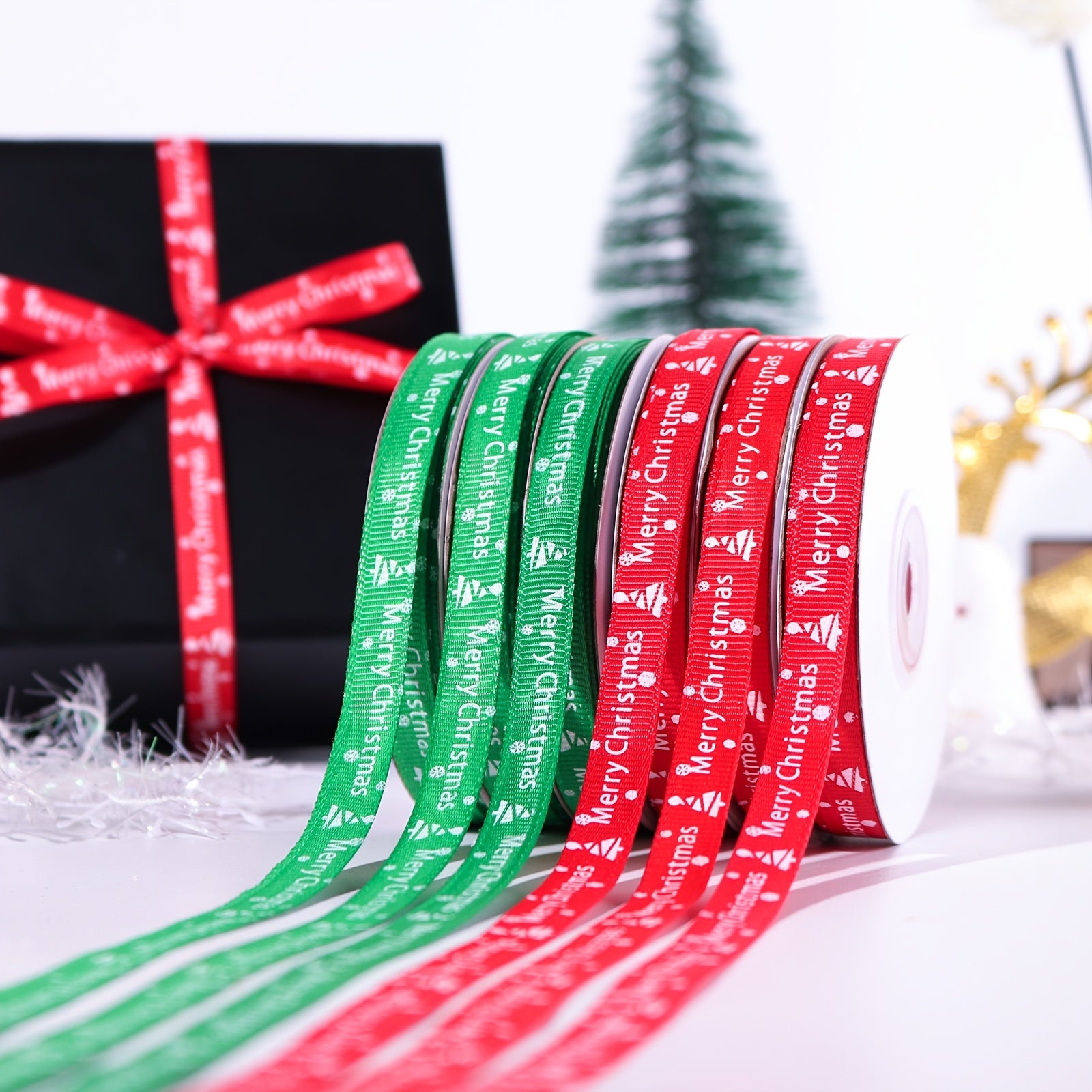 25 Yards Monochrome Christmas Ribbon for Festive Gift Wrapping