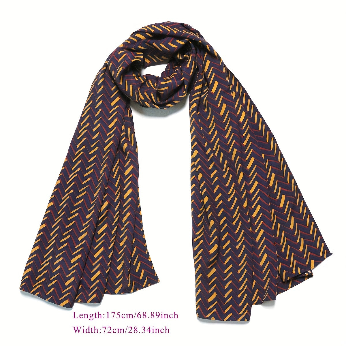 Vintage Stripe Print Scarf Navy Shawl Casual Windproof Head Wrap Sunscreen