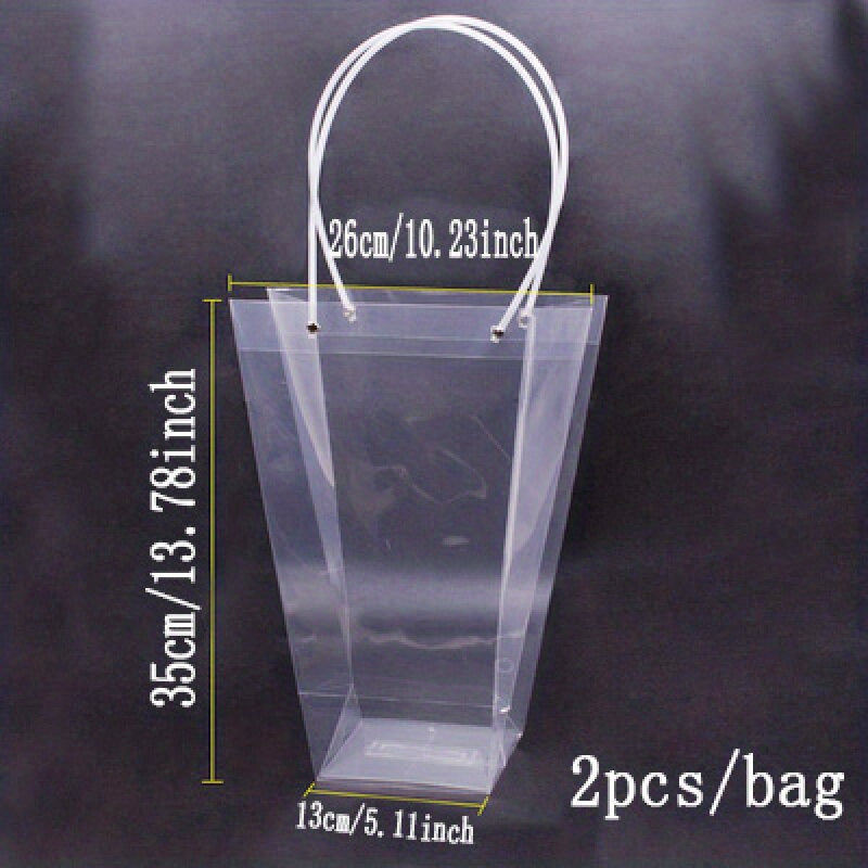 2pcs Transparent Trapezoidal Flower Net Red Handbag Bouquet Plastic Handbag