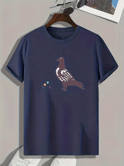 Bird Print Men's Graphic T-shirt for Summer