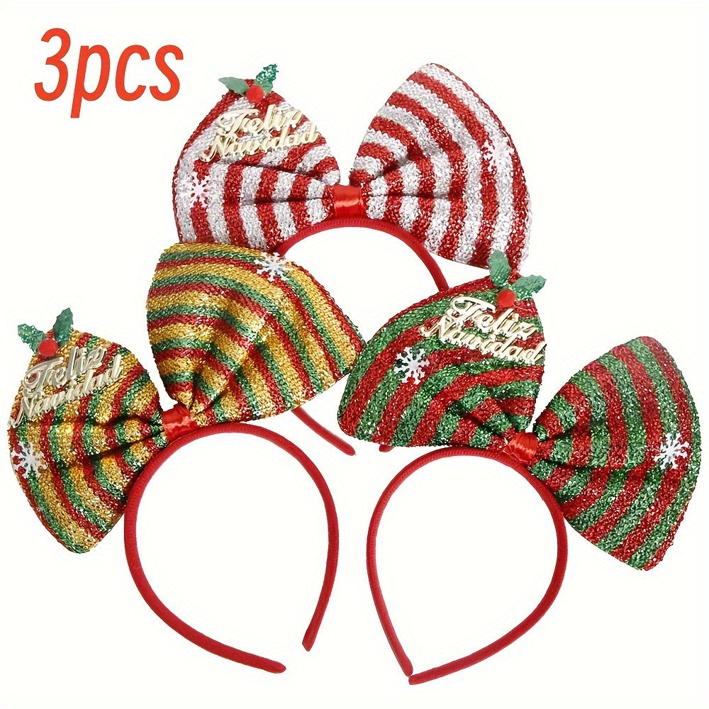 Christmas Bow Headband Rainbow Snowflake Party Decoration