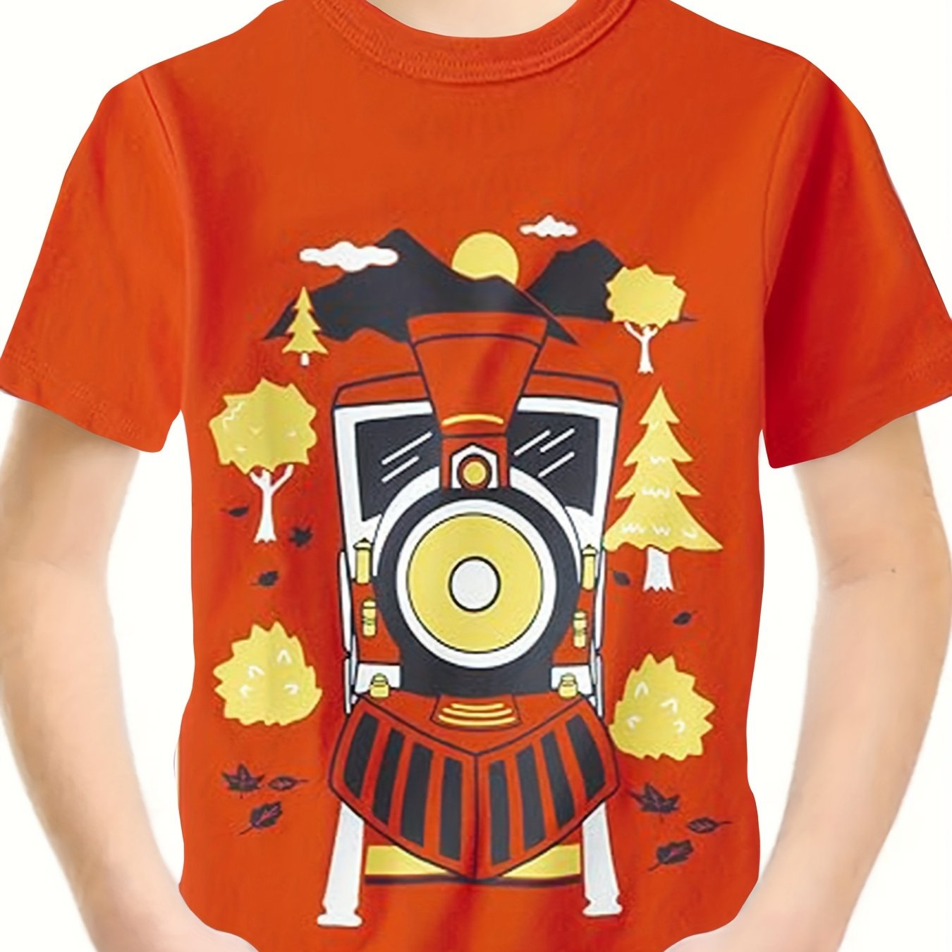 3D Train Graphic Short Sleeve T shirt For Girls boys Sports Summer