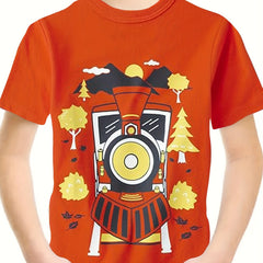 3D Train Graphic Short Sleeve T shirt For Girls boys Sports Summer
