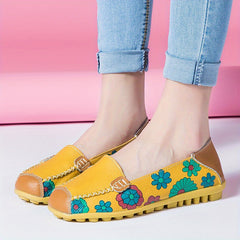 Women's Floral Print Flat Loafers Soft Sole Slip On Shoes