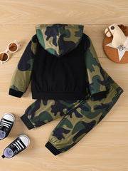 Camo Love Print Hoodie & Sweatpants Set for Baby Boys Girls
