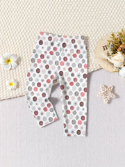 Special Fabric Girls Pants Cherry & Circle Print Girls Leggings 2pcs Set