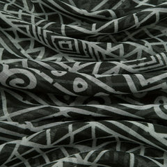 Vintage Gray Boho Geometric Print Scarf